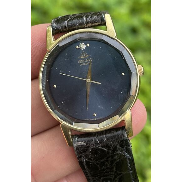 Seiko 5Y95-607A R1 Ladies Watch crocodile calfskin band diamond - Picture 1 of 8